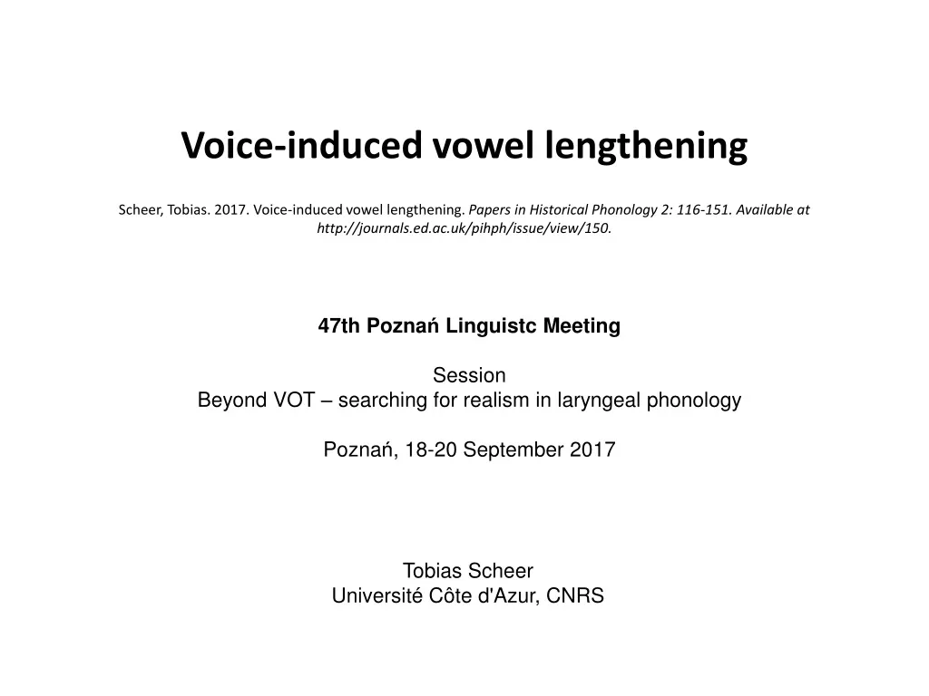voice induced vowel lengthening scheer tobias