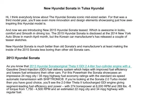 New Hyundai Sonata in Tulsa Hyundai