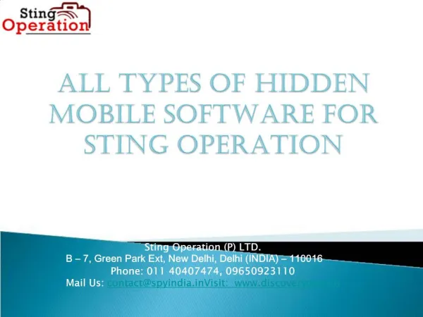 ALL TYPES OF HIDDEN MOBILE SOFTWARE FOR STING OPERATION
