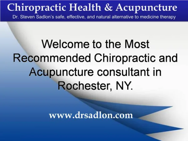 Chiropractic and Acupuncture Consultant in Rochester, NY