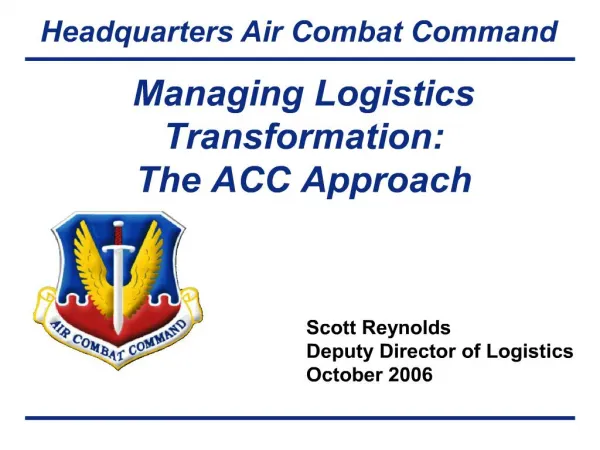 managing logistics transformation: the acc approach