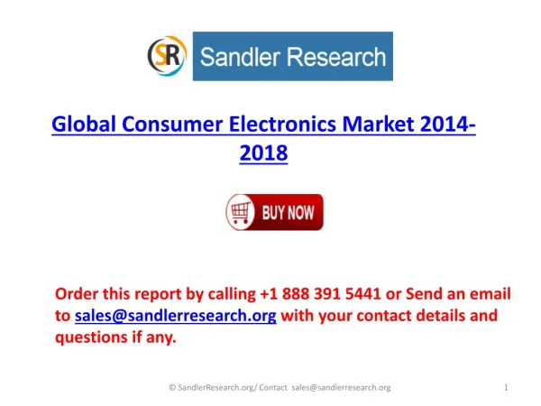 Global Consumer Electronics market for the period 2014-2018