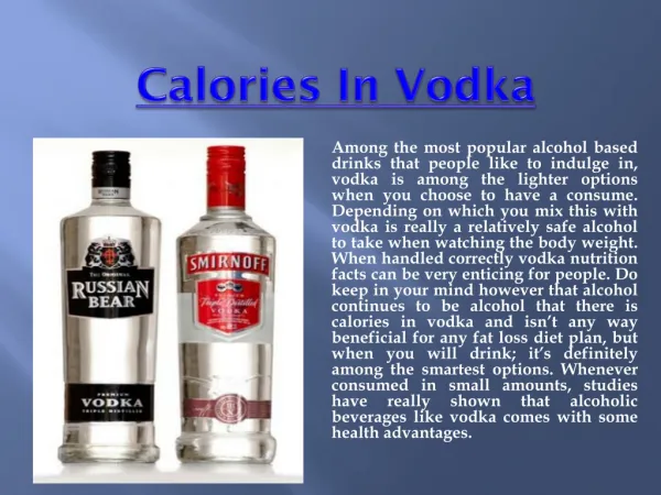 How many calories in vodka