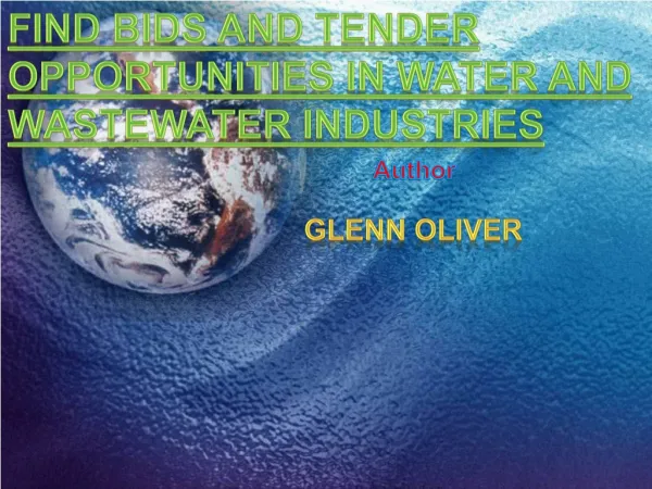 Find Bids and Tender Opportunities in Water and Wastewater I