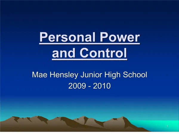 personal power and control