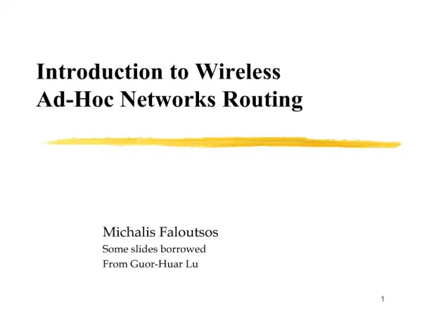 introduction to wireless ad-hoc networks routing