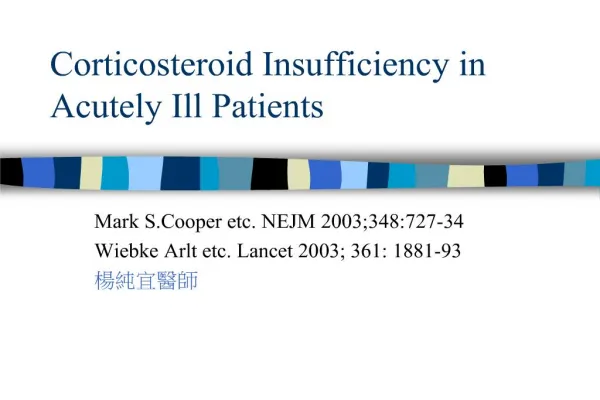 corticosteroid insufficiency in acutely ill patients