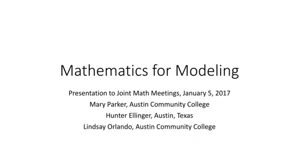 Mathematics for Modeling