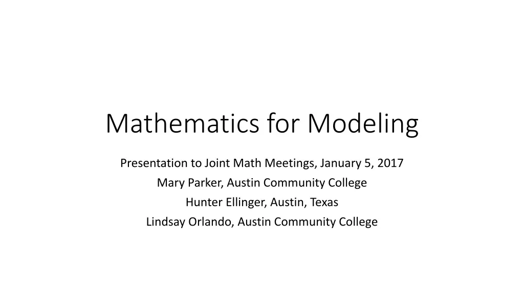mathematics for modeling