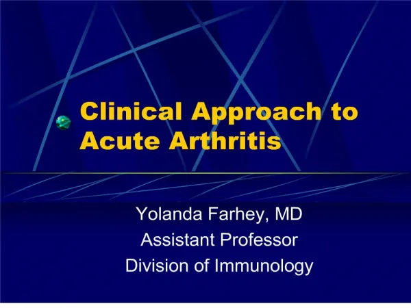clinical approach to acute arthritis