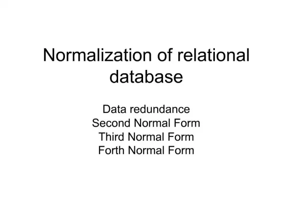 Normalization of relational database