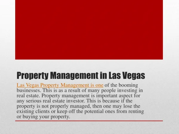 Property Management Las Vegas