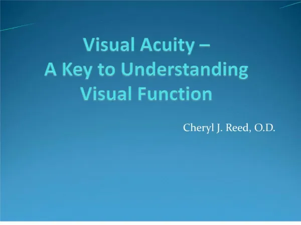 visual acuity a key to understanding visual function