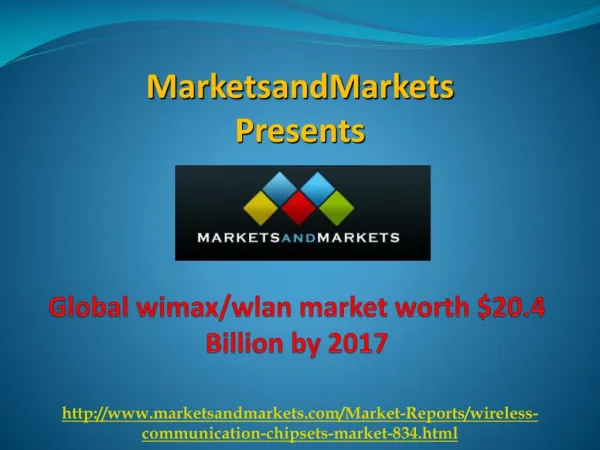 Global Wimax Market worth $20.4 Billion by 2017