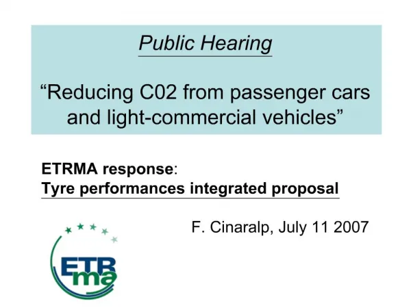 Public Hearing Reducing C02 from passenger cars and light-commercial vehicles