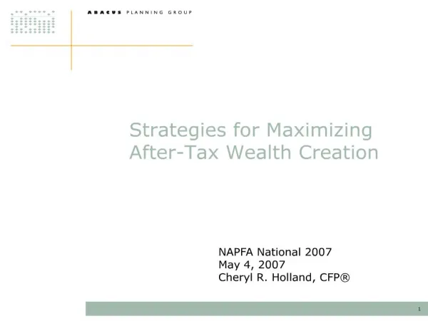 strategies for maximizing after-tax wealth creation