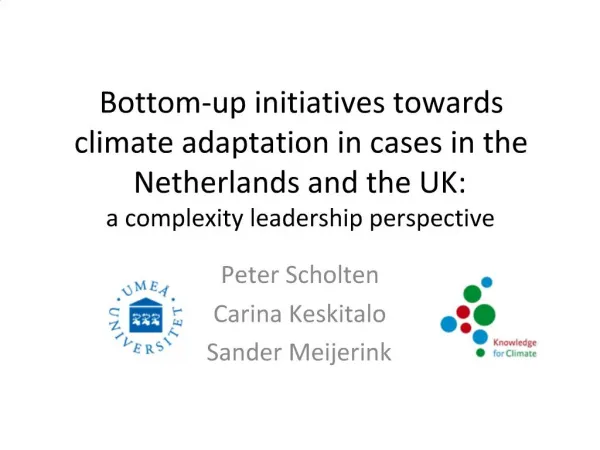 Bottom-up initiatives towards climate adaptation in cases in the Netherlands and the UK: a complexity leadership perspe