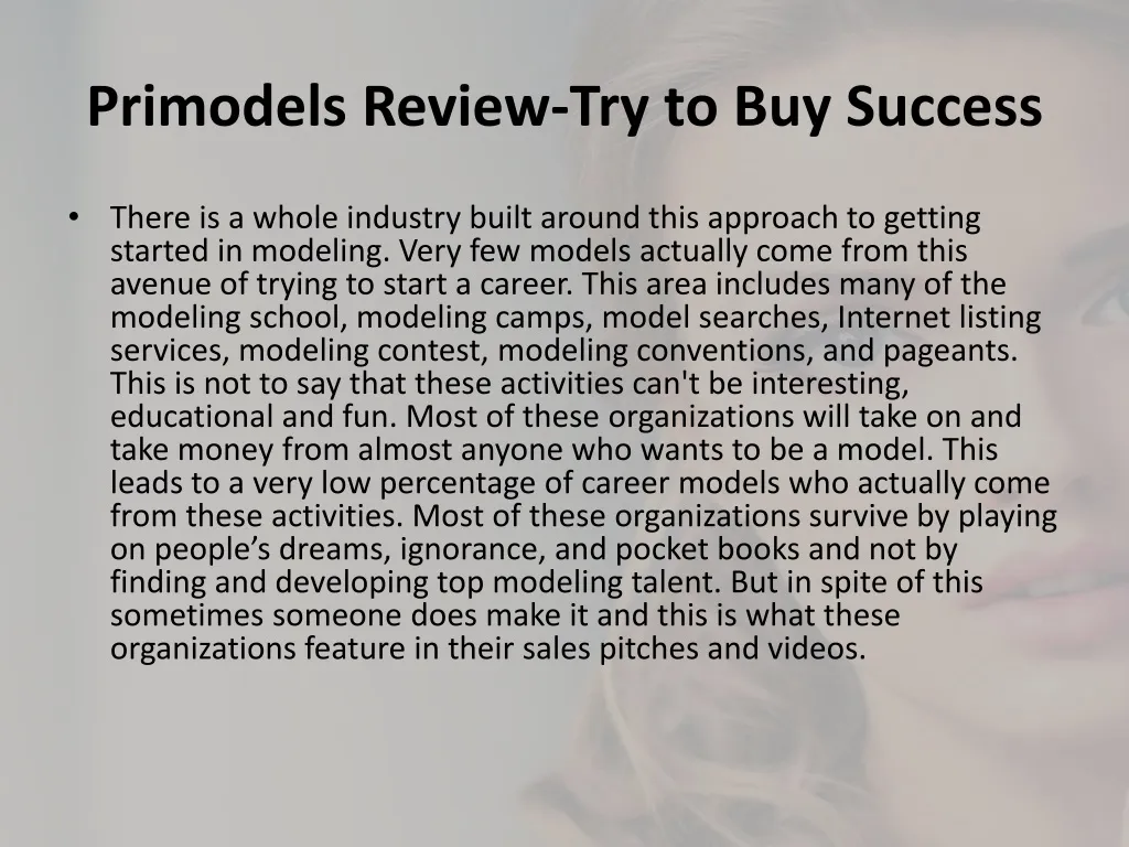 primodels review try to buy success