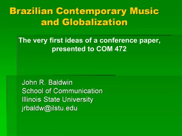 Brazilian Contemporary Music and Globalization