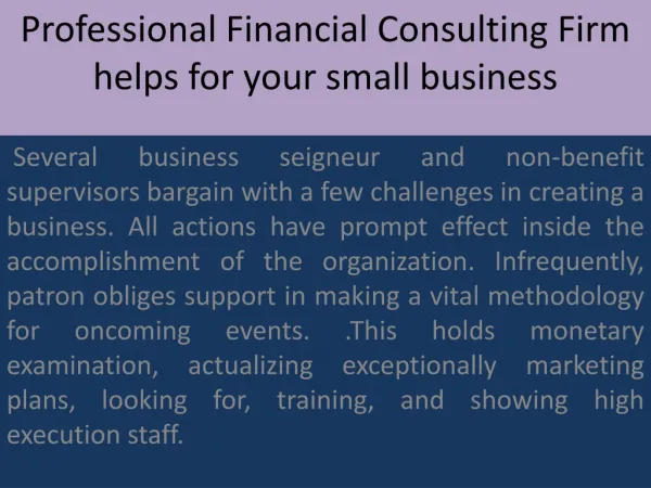 Professional Financial Consulting Firm helps for your small