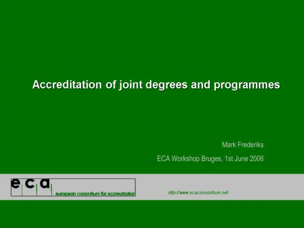 Accreditation of joint degrees and programmes