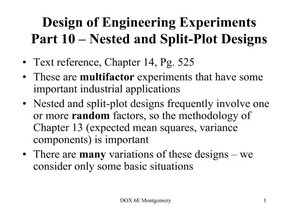 design of engineering experiments part 10 nested and split-plot designs