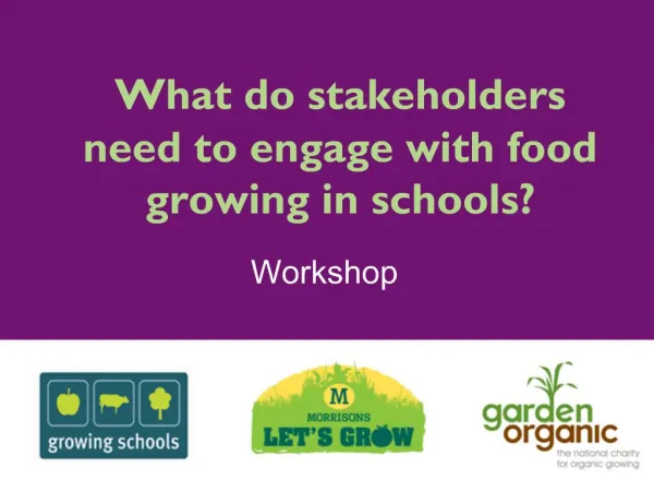 What do stakeholders need to engage with food growing in schools