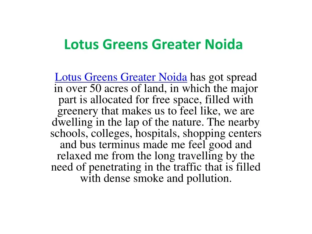 lotus greens greater noida