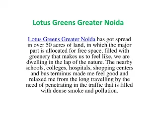 Lotus Greens Flats | Yamuna Expressway Flats - slide 1