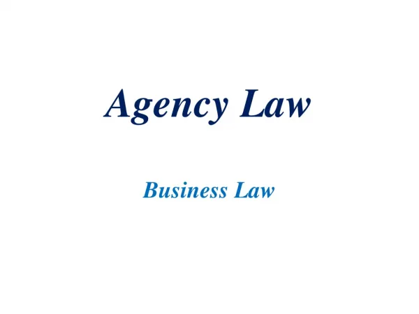Agency Law Business Law