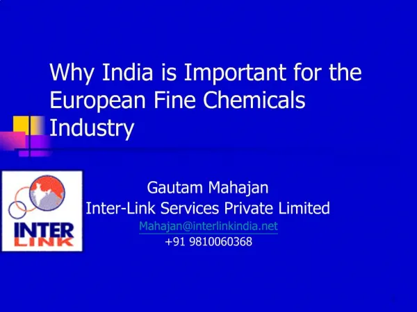 Why India is Important for the European Fine Chemicals Industry