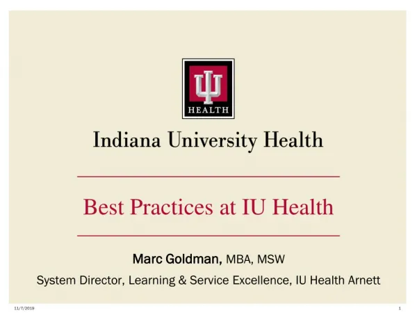 Best Practices at IU Health