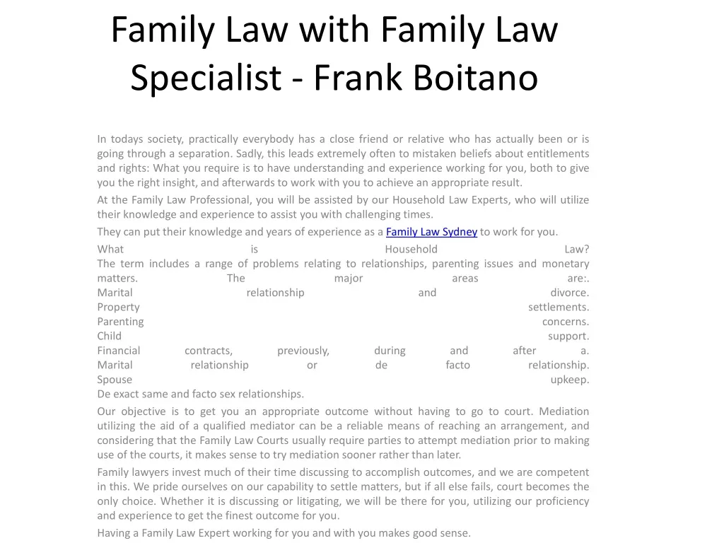 family law with family law specialist frank boitano