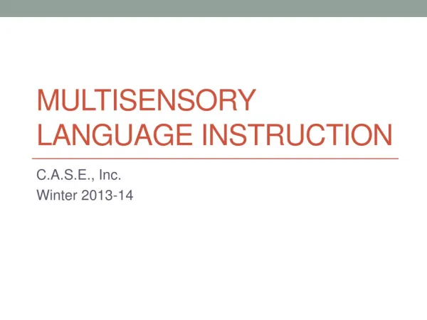 Multisensory Language Instruction