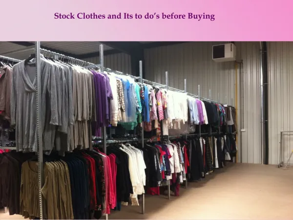 Stock Clothes and Its to do