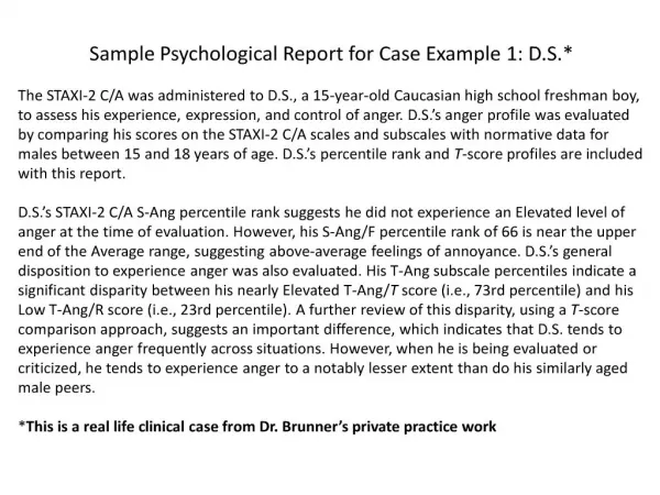 sample psychological report for case example 1: d.s. the staxi-2 c