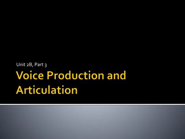 Voice Production and Articulation