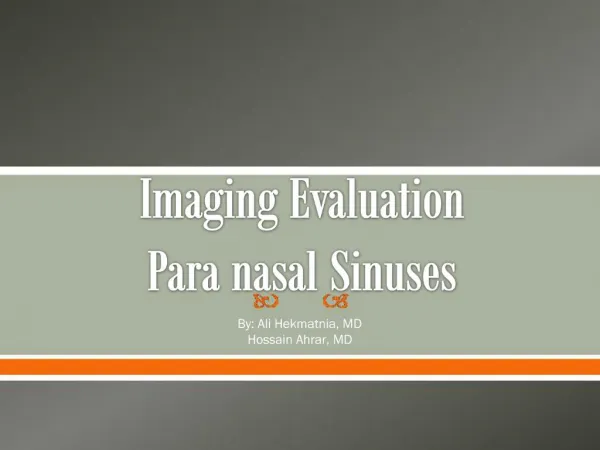 Imaging Evaluation Para nasal Sinuses