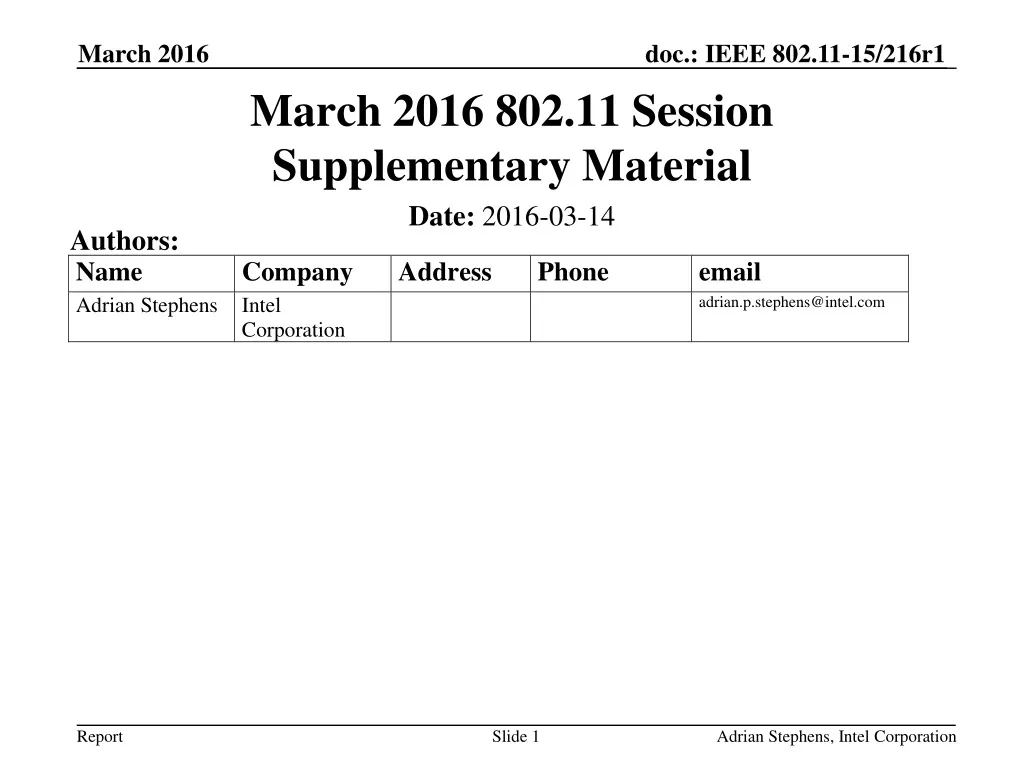 march 2016 802 11 session supplementary material