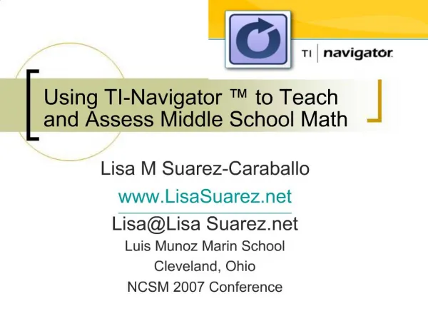 Using TI-Navigator to Teach and Assess Middle School Math