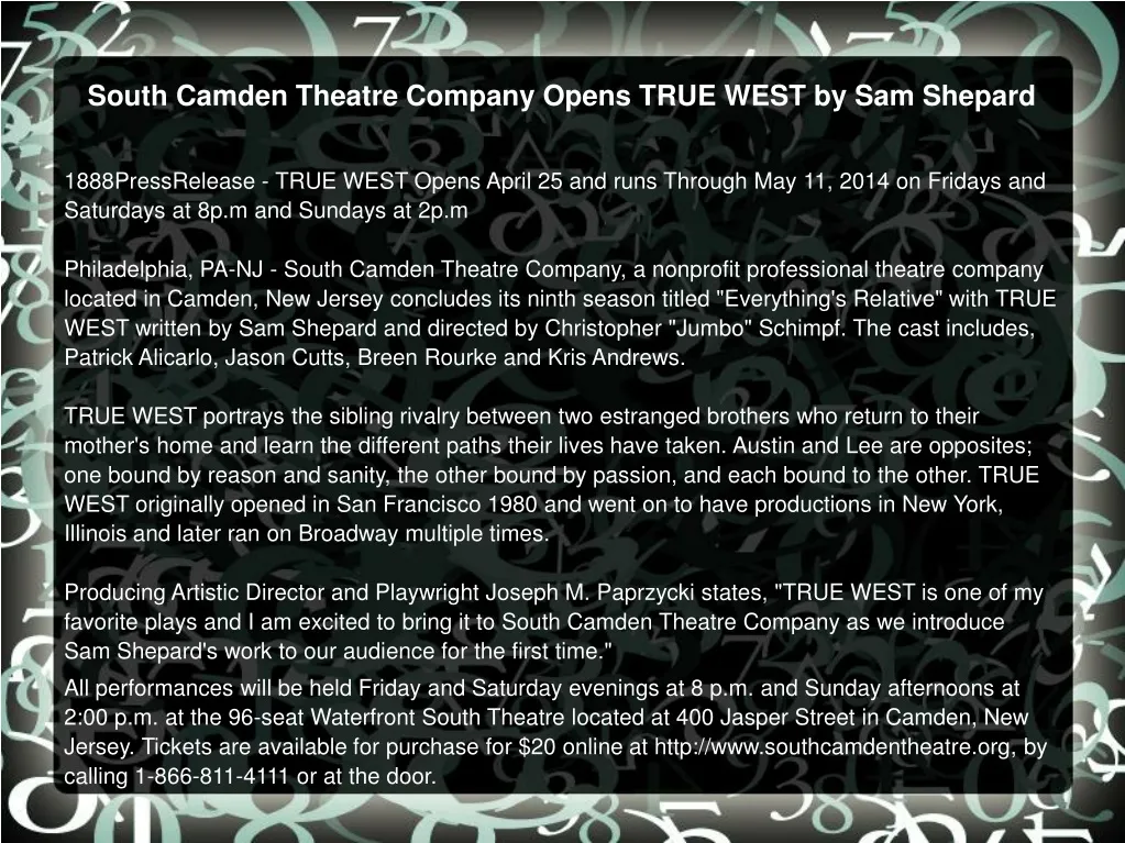 south camden theatre company opens true west