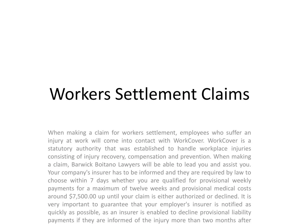 workers settlement claims