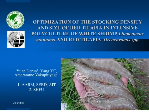 optimization of the stocking density and size of red tilapia in intensive polyculture of white shrimp litopenaeus vannam