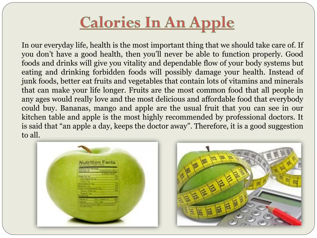 calories in an apple