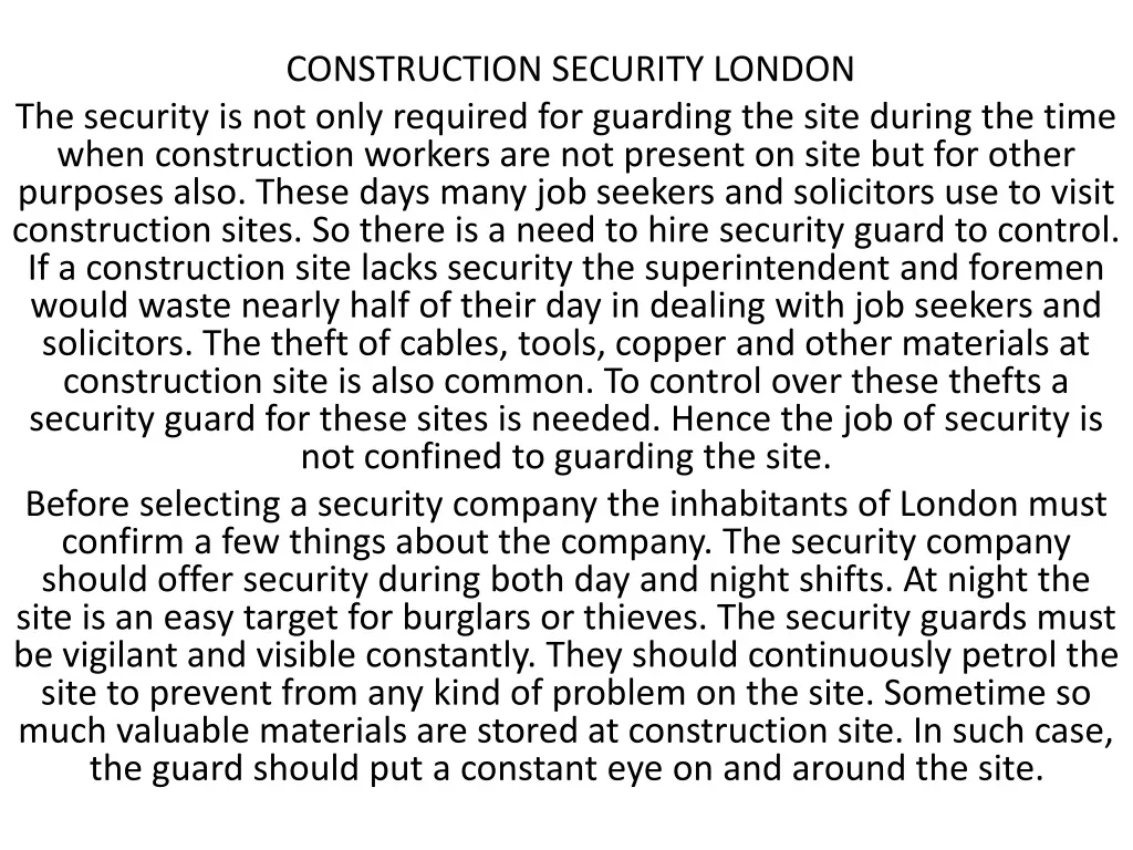construction security london the security