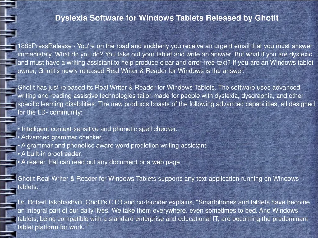 dyslexia software for windows tablets released