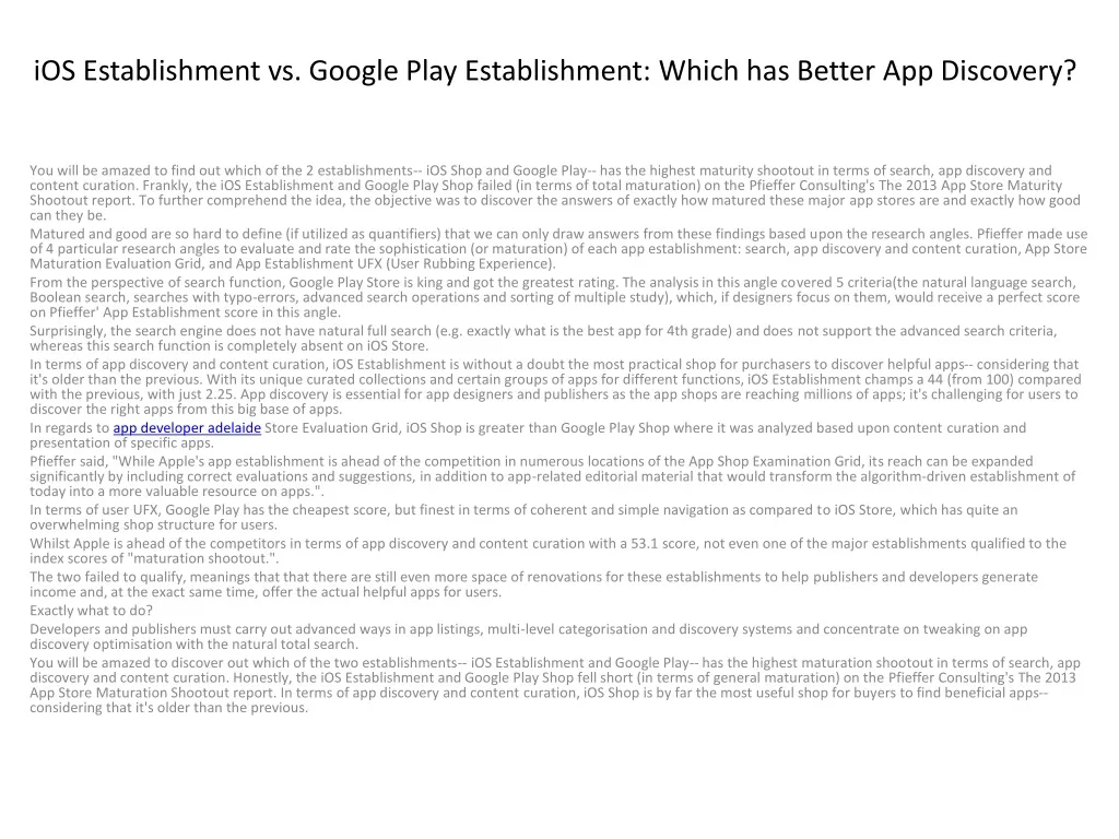 ios establishment vs google play establishment which has better app discovery