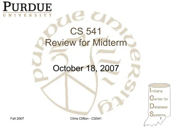 cs 541 review for midterm