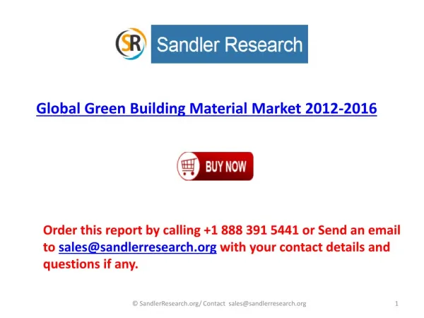 2016 Global Green Building Material Industry Analyzed and Fo