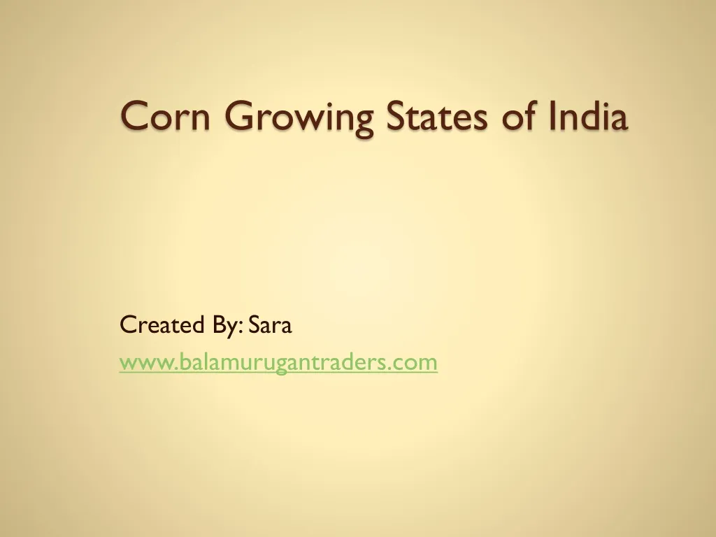 corn growing states of i ndia